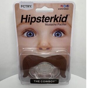 Hipsterkid The Cowboy Mustache Pacifier 0-6m Natural Orthodontic NIB Baby Shower